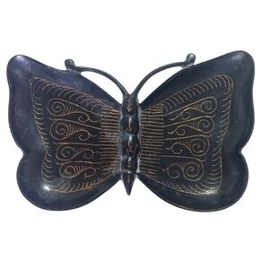 Black‎ Butterfly Decorative Plate 5" x 8" Jewelry Container